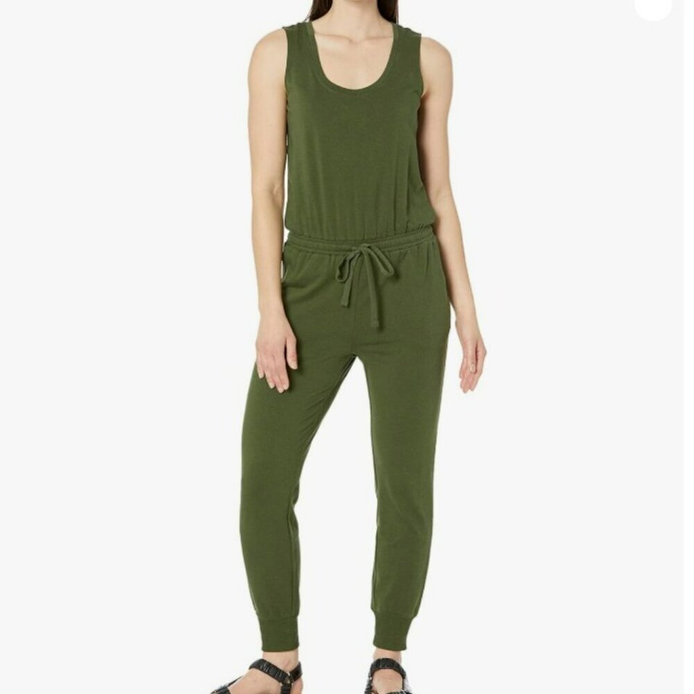 Amazon Dark Olive Green Sleeveless Jumpsuit w/ Drawstring Waist - Size Medium